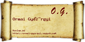 Ormai Györgyi névjegykártya