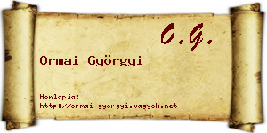 Ormai Györgyi névjegykártya